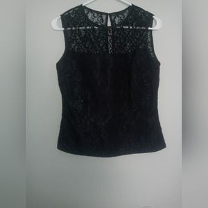 Cachet size 6 black lace corset style top with zipper in back